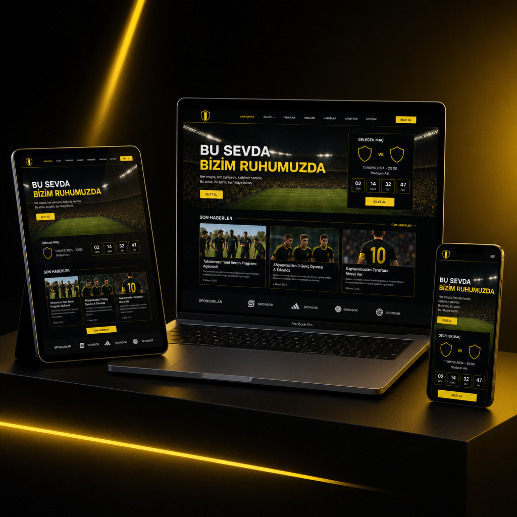 Kulüp Web Sitesi — 3 cihaz mockup